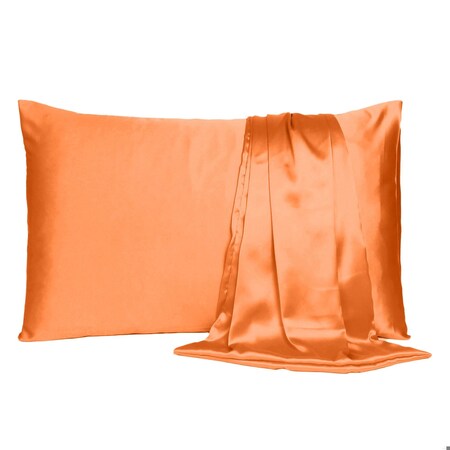 Homeroots 20 x 26 in. Orange Dreamy Silky Satin Standard Size Pillowcases 387872